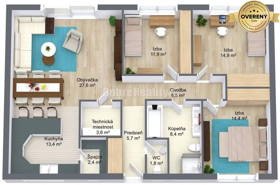 Novostavba rodinného domu - bungalov, na predaj v obci Semerovo !