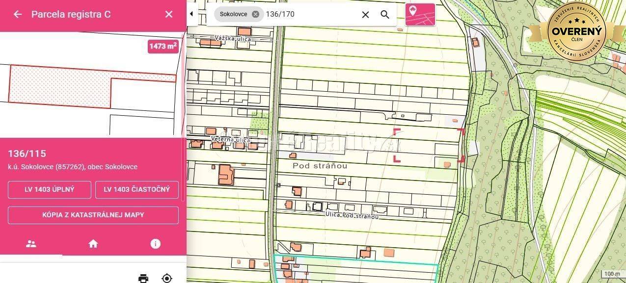 Pozemok v Sokolovciach pod lesom 1473m2 – tiché prostredie - vyjadreni