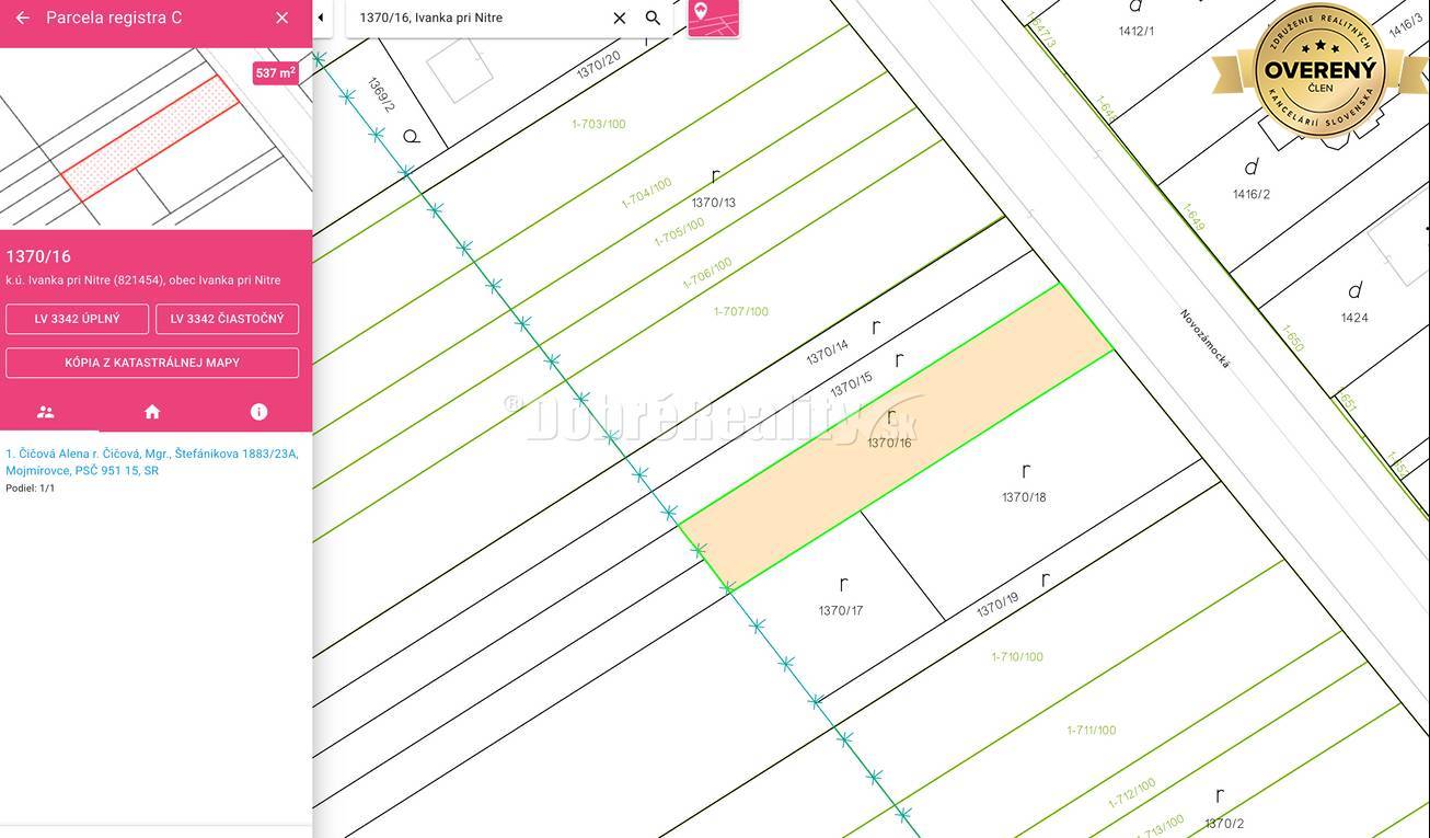 Stavebný pozemok na predaj – Ivanka pri Nitre (537 m²) | MHD, IS, rovi