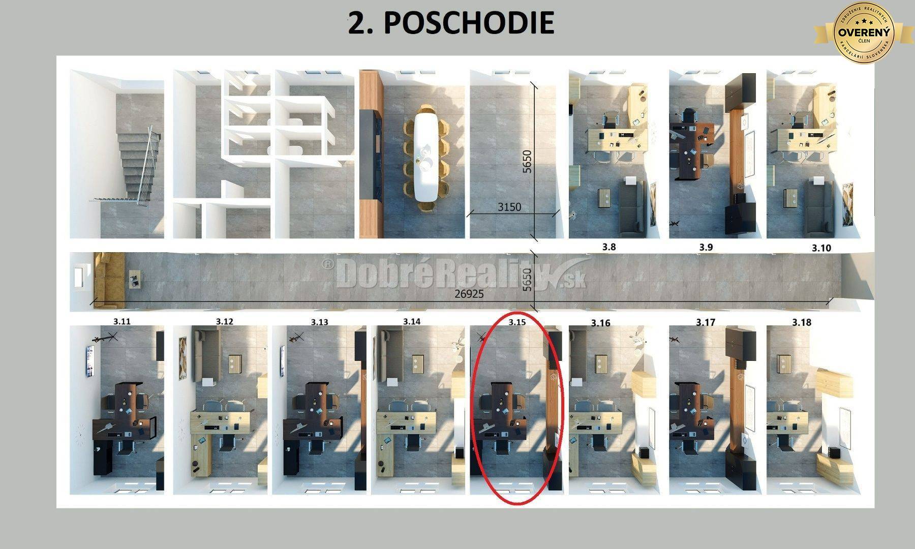 PRENÁJOM: Kancelária s parkovacím miestom (17 m2), 3B Office - Zvolens