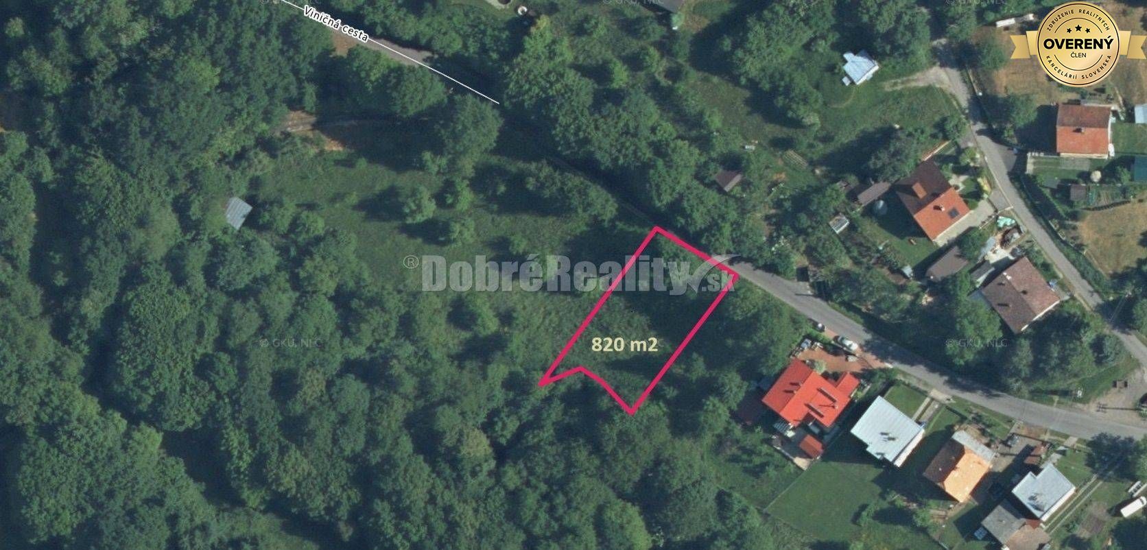 Pozemok pre výstavbu rodinného domu, 820 m2, Nová Baňa - Viničná cesta