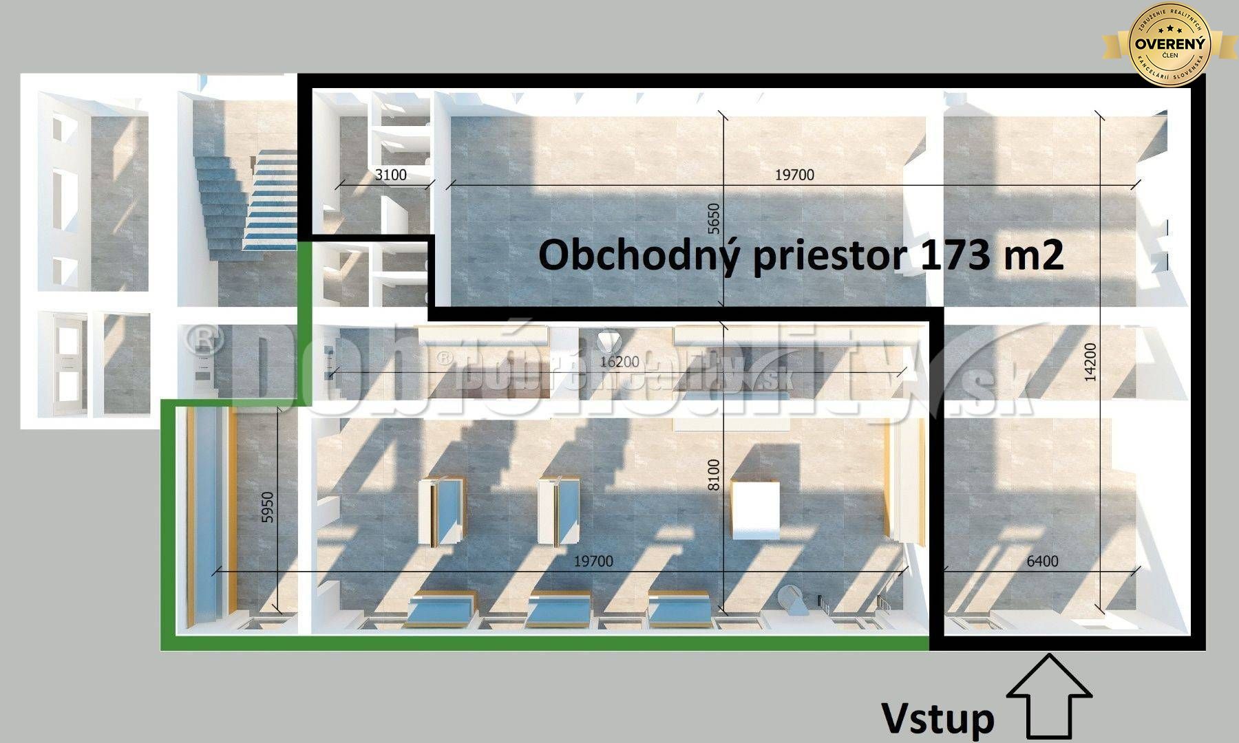 Obchodný (administratívny) priestor 24/7, 173 m2, Zvolenská cesta