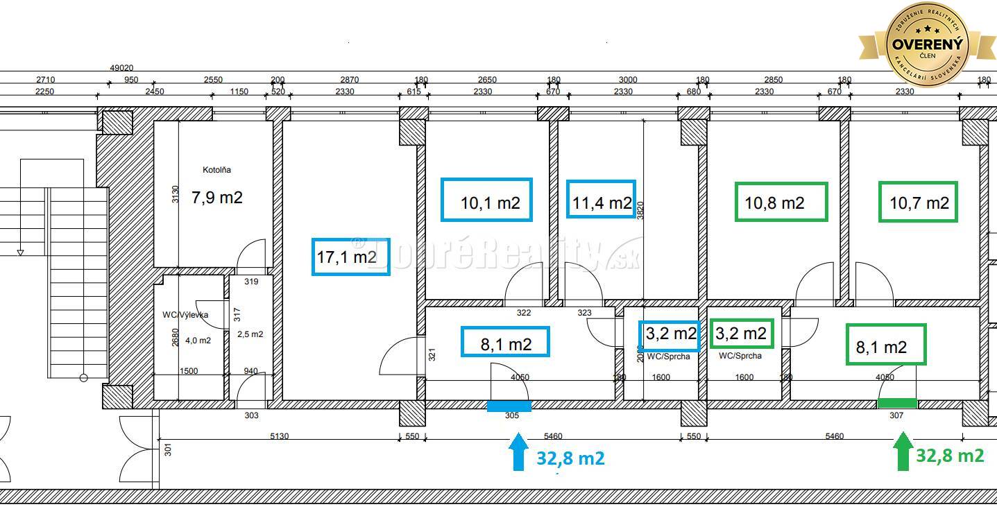 Dobré reality na prenájom 2x - 2-izbový priestor 32,80 m2, klimatizáci