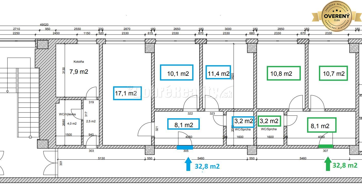 Dobré reality na prenájom 2x - 2-izbový priestor 32,80 m2, klimatizáci