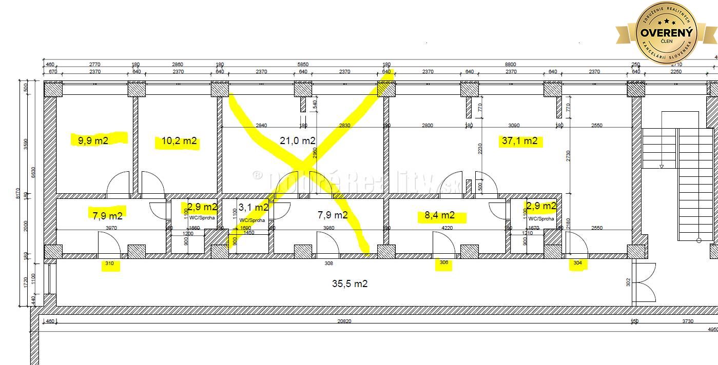 Dobré reality-na prenájom priestory 48,4 m2 a 30,90m2+ kúpelňa s wc, p